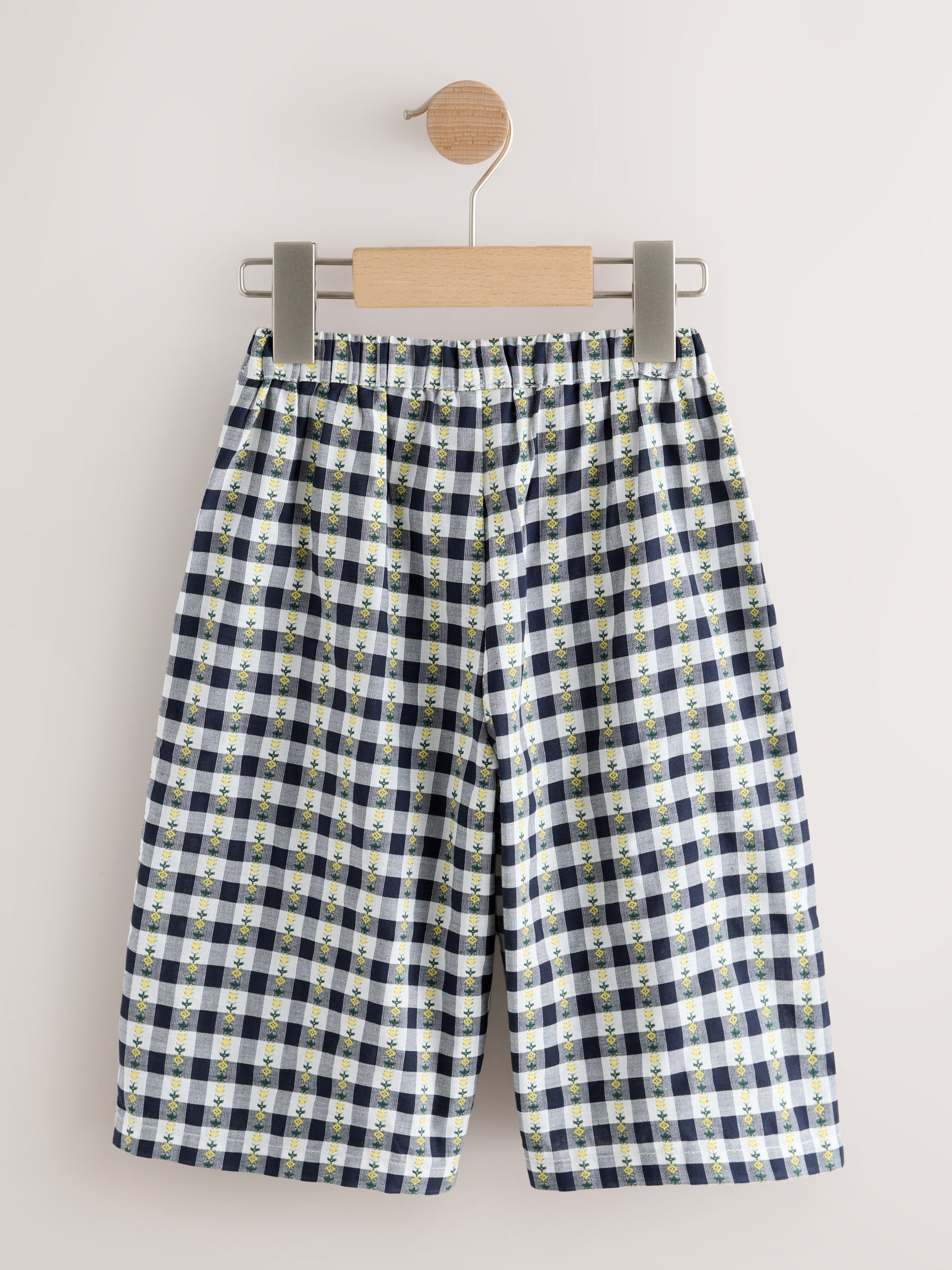 Black/White Floral Gingham Trousers (3mths-7yrs) - Size 3-6 Months (62-68cm)