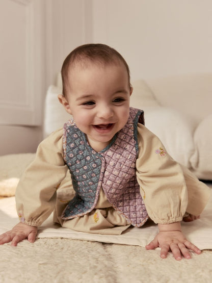 Cream Floral Baby Dress and Gilet Set 2 Piece (0mths-2yrs) - Size 50cm (First Size)