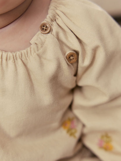 Cream Floral Baby Dress and Gilet Set 2 Piece (0mths-2yrs) - Size 50cm (First Size)