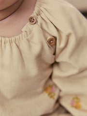 Cream Floral Baby Dress and Gilet Set 2 Piece (0mths-2yrs) - Size 50cm (First Size)