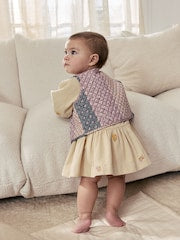 Cream Floral Baby Dress and Gilet Set 2 Piece (0mths-2yrs) - Size 50cm (First Size)
