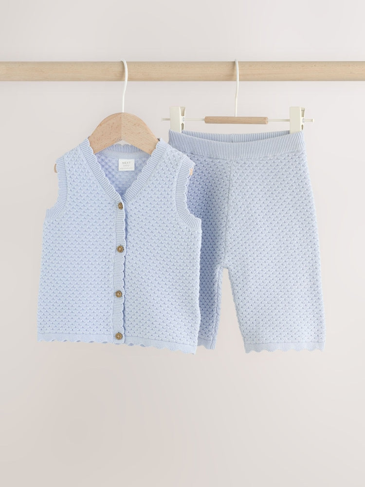 Blue Baby Knitted Top and Leggings Set 2 Piece (0mths-2yrs)