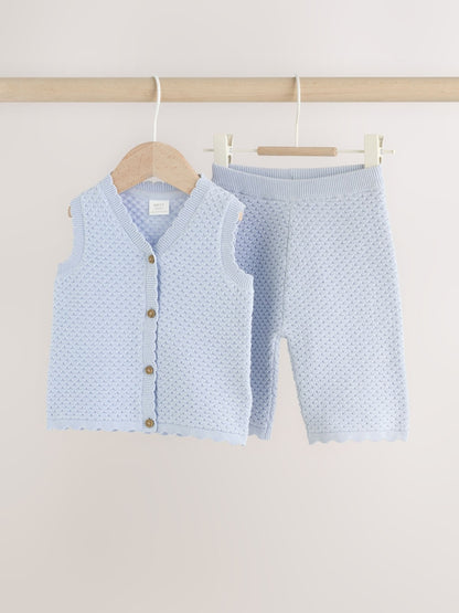 Blue Baby Knitted Top and Leggings Set 2 Piece (0mths-2yrs)
