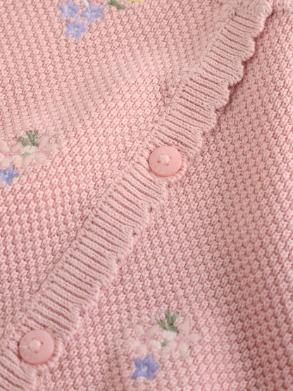 Pink Floral Embroidered Floral Embroidered Baby Cardigan (0mths-2yrs) - Size 50cm (First Size)