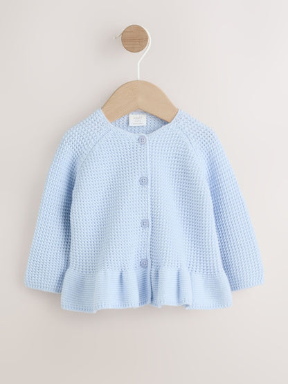 Blue Peplum Baby Knitted Cardigan (0mths-2yrs) - Size 50cm (First Size)