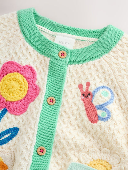 Multi Pastel Crochet Animal Knitted Baby Cardigan (0mths-2yrs) - Size 50cm (First Size)