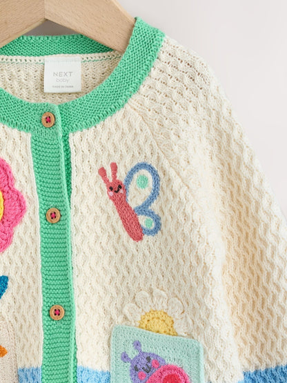 Multi Pastel Crochet Animal Knitted Baby Cardigan (0mths-2yrs) - Size 50cm (First Size)