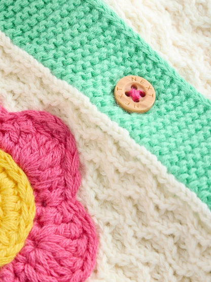 Multi Pastel Crochet Animal Knitted Baby Cardigan (0mths-2yrs) - Size 50cm (First Size)
