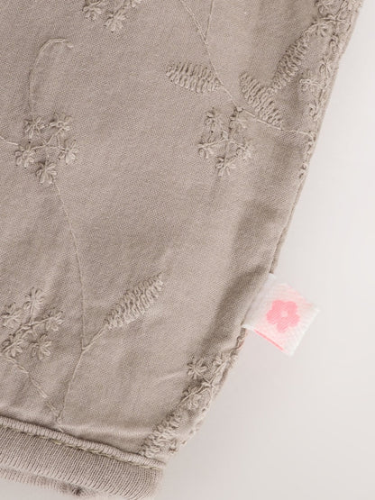 Neutral Broderie Popper Through Baby Jacket (0mths-2yrs) - Size Up to 1 Month (56cm)