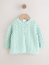 Green Pointelle Knitted Baby Cardigan (0mths-2yrs) - Size 50cm (First Size) - Green