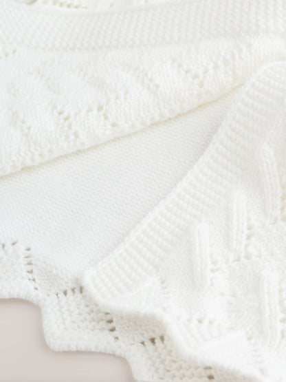 White Pointelle Knitted Baby Cardigan (0mths-2yrs) - Size 50cm (First Size)