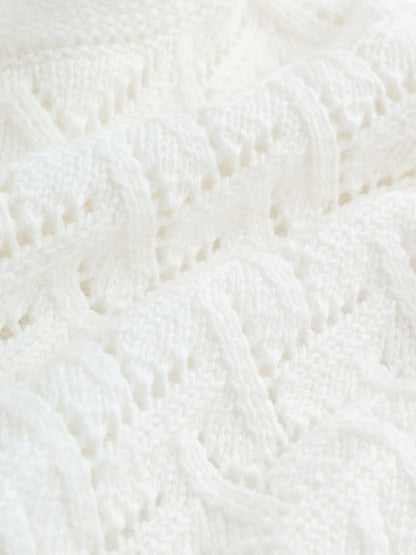 White Pointelle Knitted Baby Cardigan (0mths-2yrs) - Size 50cm (First Size)