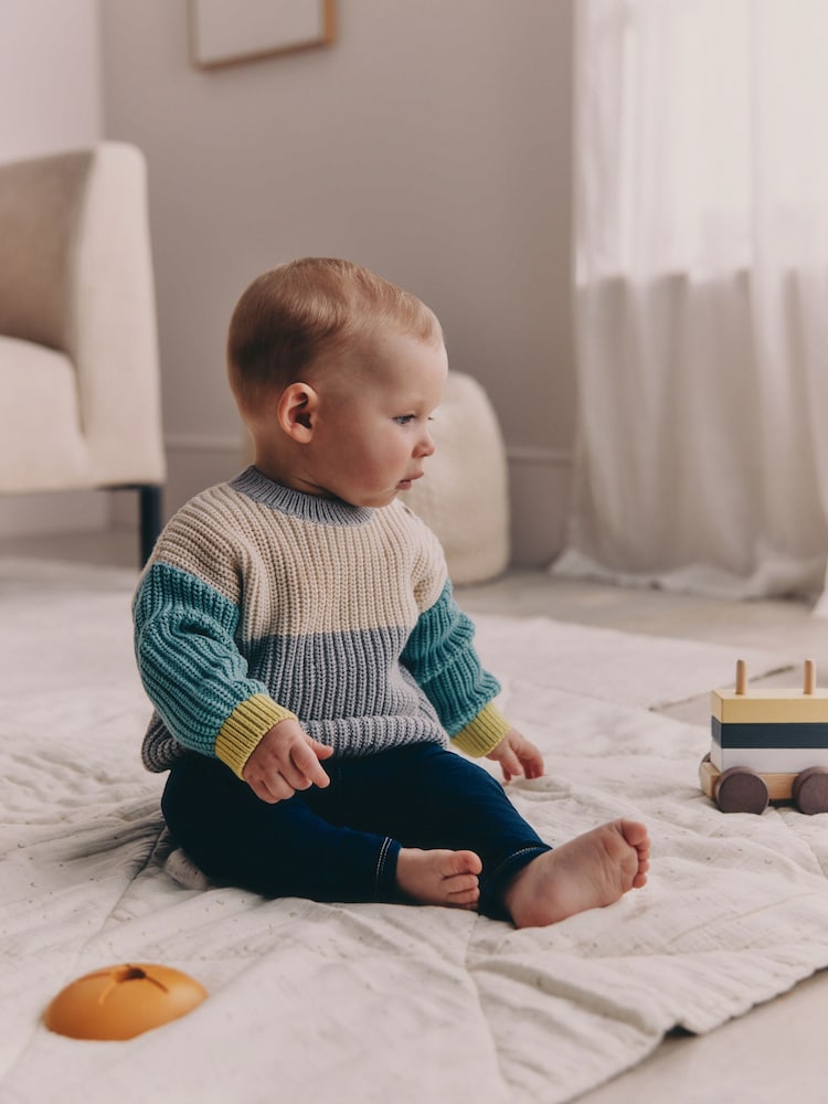 Blue Colourblock Jumper and Leggings Baby Set (0mths-2yrs)