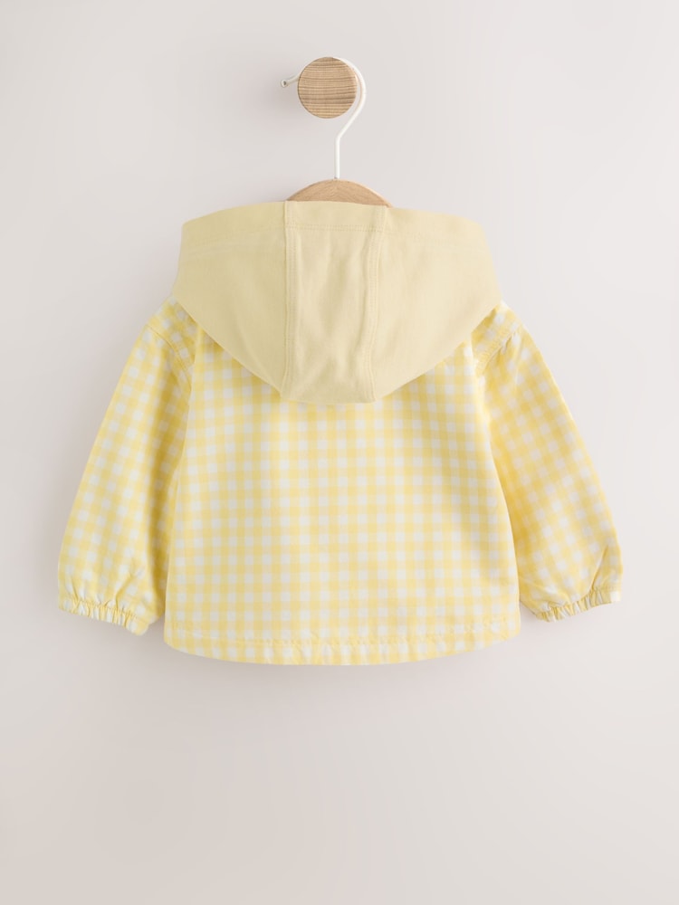Yellow Gingham Lemon Embroidered Baby Hooded Jacket (0mths-2yrs) - Size Up to 1 Month (56cm)
