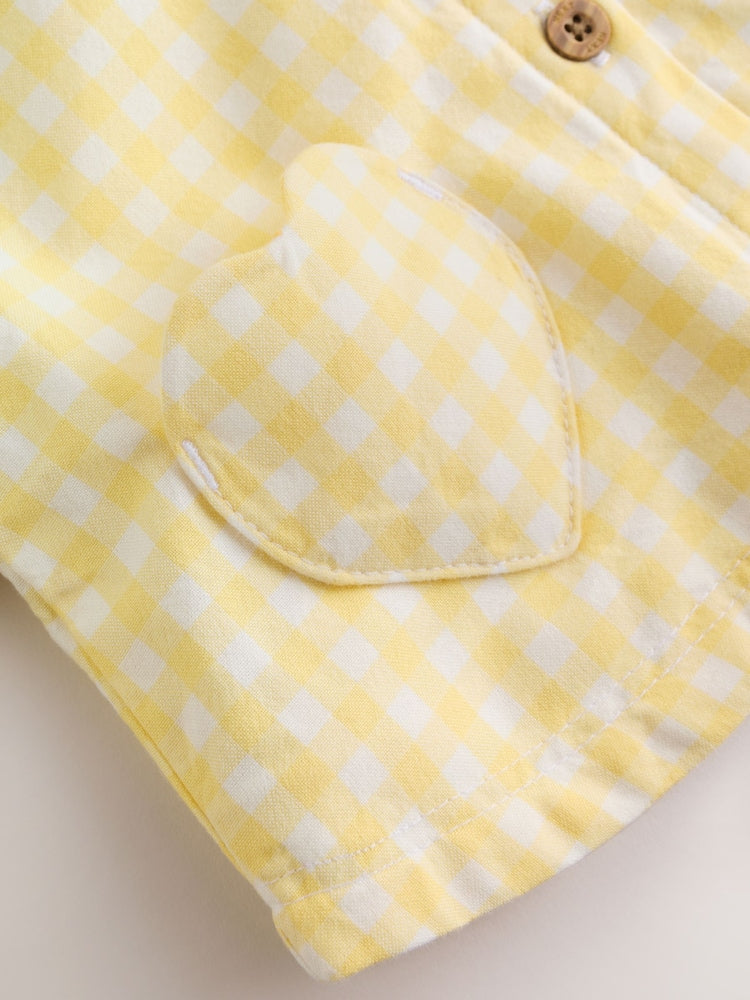 Yellow Gingham Lemon Embroidered Baby Hooded Jacket (0mths-2yrs) - Size Up to 1 Month (56cm)