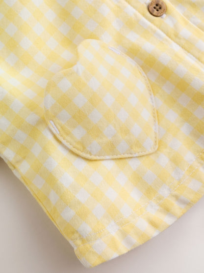 Yellow Gingham Lemon Embroidered Baby Hooded Jacket (0mths-2yrs) - Size Up to 1 Month (56cm)