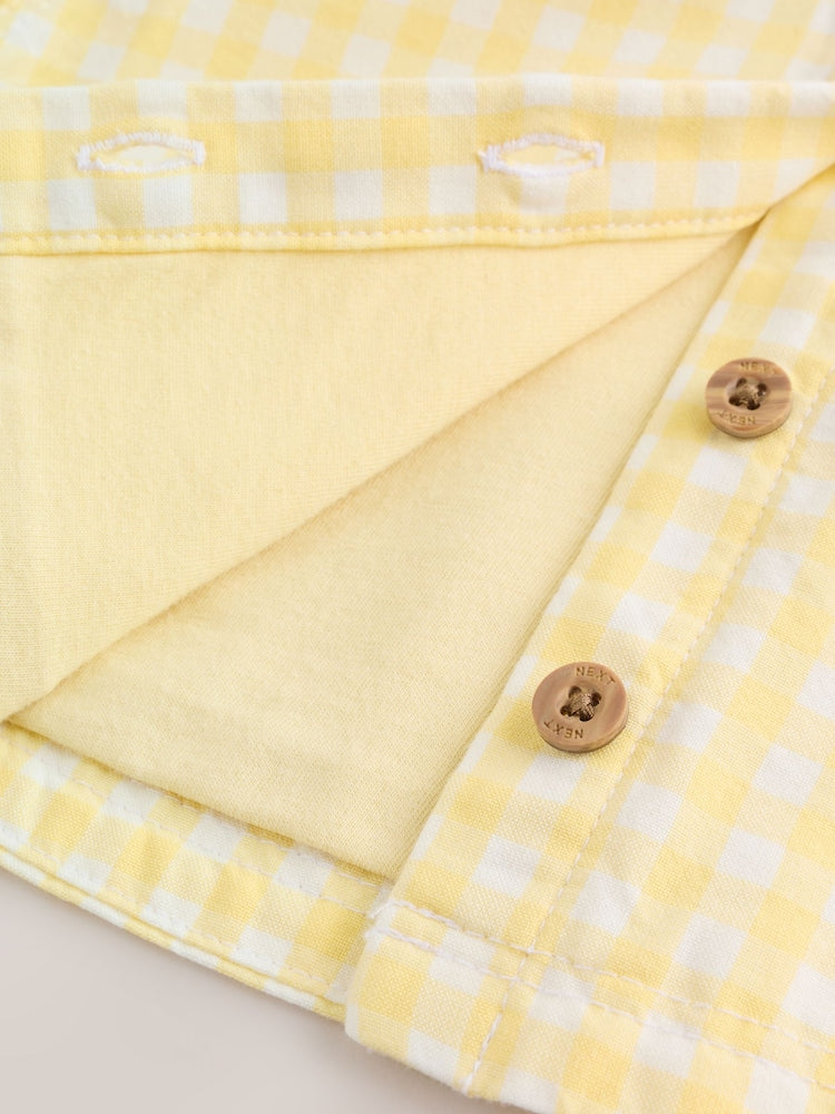 Yellow Gingham Lemon Embroidered Baby Hooded Jacket (0mths-2yrs) - Size Up to 1 Month (56cm)
