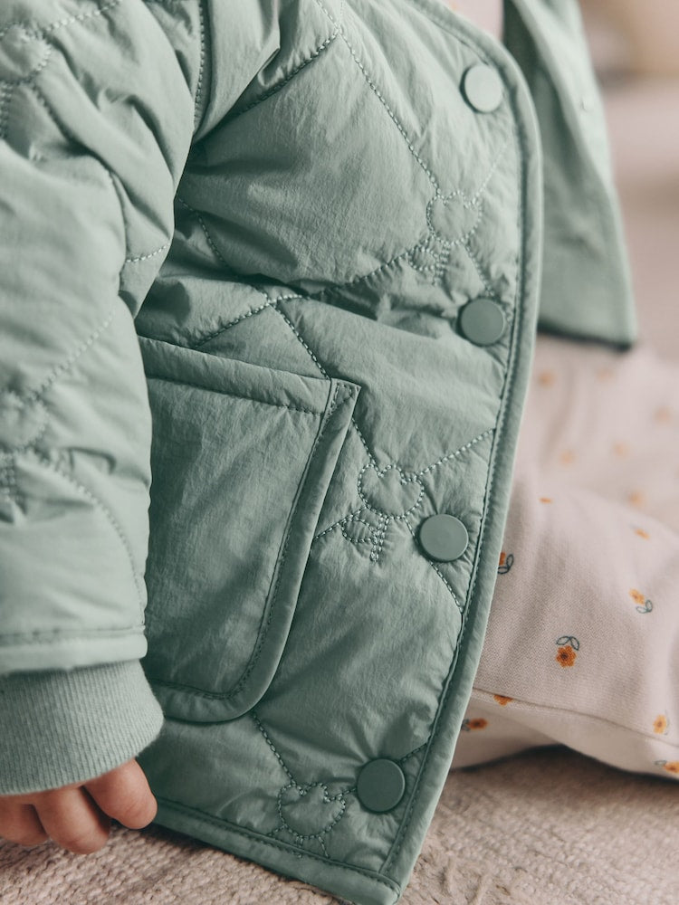 Sage Green Tulip Quilted Nylon Baby Jacket (0mths-2yrs)