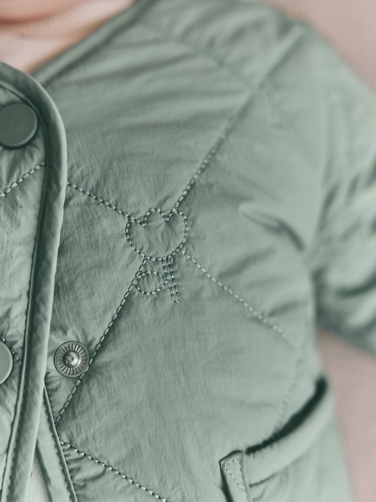 Sage Green Tulip Quilted Nylon Baby Jacket (0mths-2yrs)