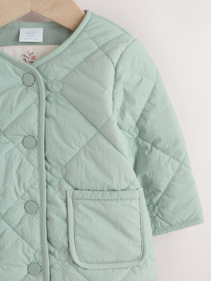 Sage Green Tulip Quilted Nylon Baby Jacket (0mths-2yrs)