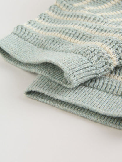 Sage Green Stripe Knitted Top and Shorts Baby Set (0mths-2yrs)