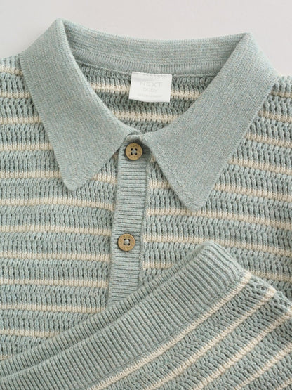Sage Green Stripe Knitted Top and Shorts Baby Set (0mths-2yrs)