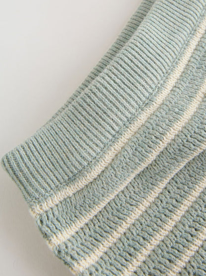 Sage Green Stripe Knitted Top and Shorts Baby Set (0mths-2yrs)