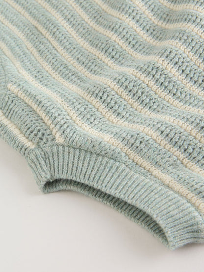 Sage Green Stripe Knitted Top and Shorts Baby Set (0mths-2yrs)