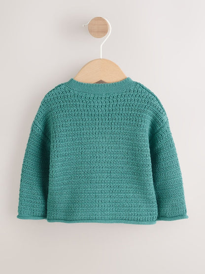 Green Baby Textured Knitted Cardigan (0mths-2yrs) - Size 50cm (First Size)