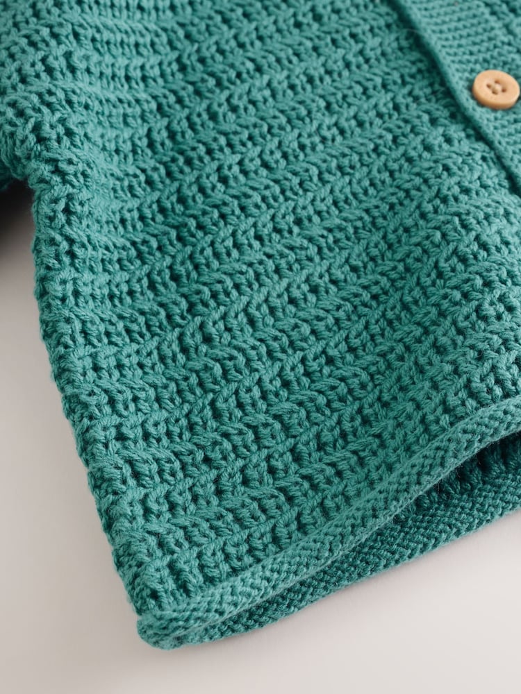 Green Baby Textured Knitted Cardigan (0mths-2yrs) - Size 50cm (First Size)