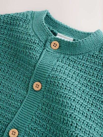 Green Baby Textured Knitted Cardigan (0mths-2yrs) - Size 50cm (First Size)