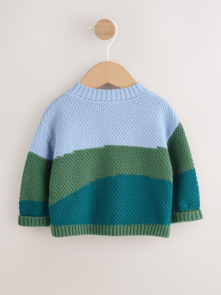 Blue/Green Baby Embroidered Cardigan (0mths-2yrs) - Size 50cm (First Size)