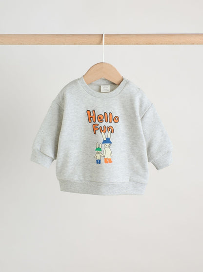Blue Check Hello Fun Sweatshirt and Trousers Baby Set (0mths-2yrs)