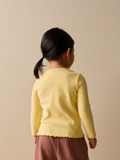 Lemon Yellow Dog Long sleeve Embroidered Ribbed Top (3mths-7yrs)