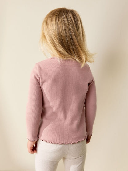 Pink Bunny Long sleeve Embroidered Ribbed Top (3mths-7yrs) - Size 3-6 Months (62-68cm)