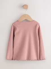 Pink Bunny Long sleeve Embroidered Ribbed Top (3mths-7yrs) - Size 3-6 Months (62-68cm)