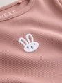 Pink Bunny Long sleeve Embroidered Ribbed Top (3mths-7yrs) - Size 3-6 Months (62-68cm)
