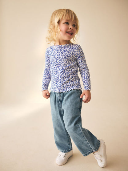 Blue Rib Long Sleeve Top (3mths-7yrs) - Blue Rib Long Sleeve / 12-18 Months (80-86cm)