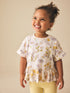 Ecru White Floral Short Sleeve Peplum T-Shirt (3mths-7yrs) - Ecru White Floral / 12-18 Months (80-86cm)