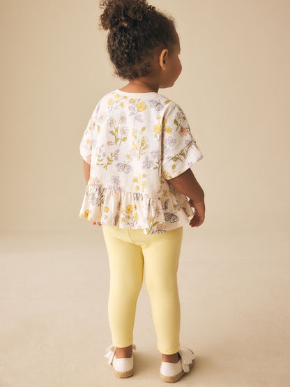 Ecru White Floral Short Sleeve Peplum T-Shirt (3mths-7yrs)
