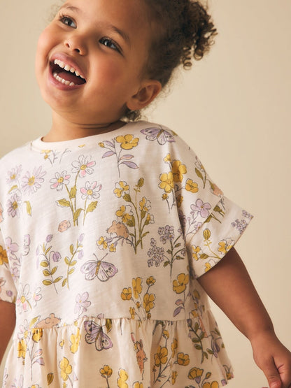 Ecru White Floral Short Sleeve Peplum T-Shirt (3mths-7yrs)