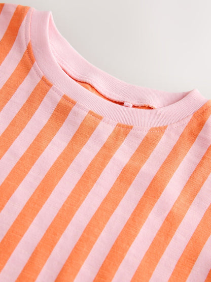 Pink/Orange Stripe Short Sleeve Peplum T-Shirt (3mths-7yrs)