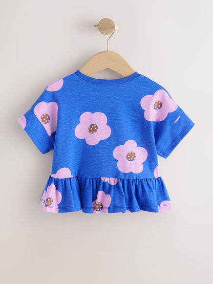 Blue Lilac Flower Short Sleeve Peplum T-Shirt (3mths-7yrs)
