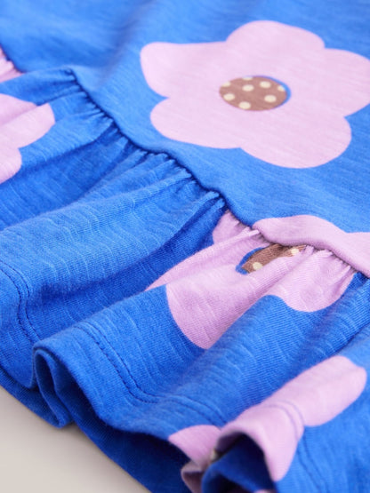 Blue Lilac Flower Short Sleeve Peplum T-Shirt (3mths-7yrs)
