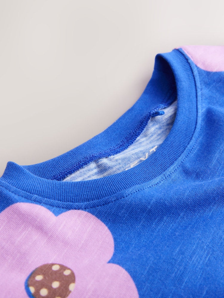 Blue Lilac Flower Short Sleeve Peplum T-Shirt (3mths-7yrs)