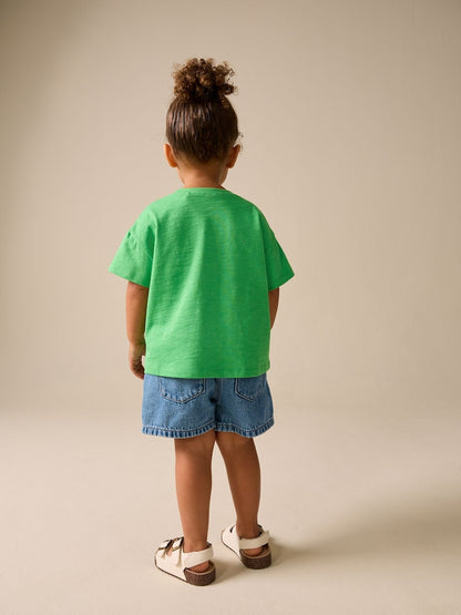 Green Rainbow Short Sleeve Embroidered T-Shirt (3mths-7yrs)
