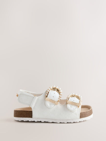 Baker by Ted Baker Natural Raffia Double Buckle Footbed Sandals