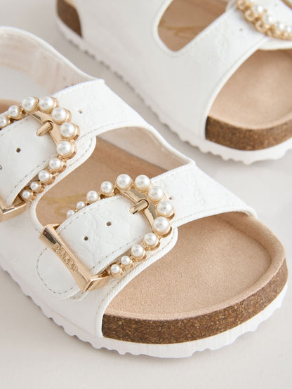 Baker by Ted Baker Natural Raffia Double Buckle Footbed Sandals