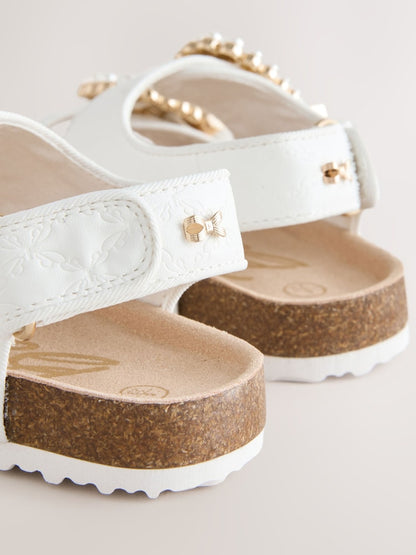 Baker by Ted Baker Natural Raffia Double Buckle Footbed Sandals