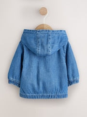 Charcoal Grey Denim Hooded Zip Through Baby Jacket (0mths-2yrs) - Size Up to 1 Month (56cm)